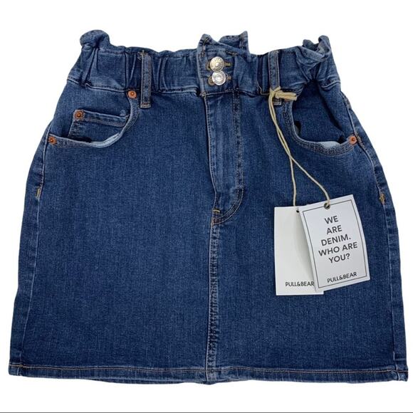 Pull&Bear Dresses & Skirts - Pull & Bear | NWT | Small | Denim Blue Jeans Wide Elastic Waist Miniskirt